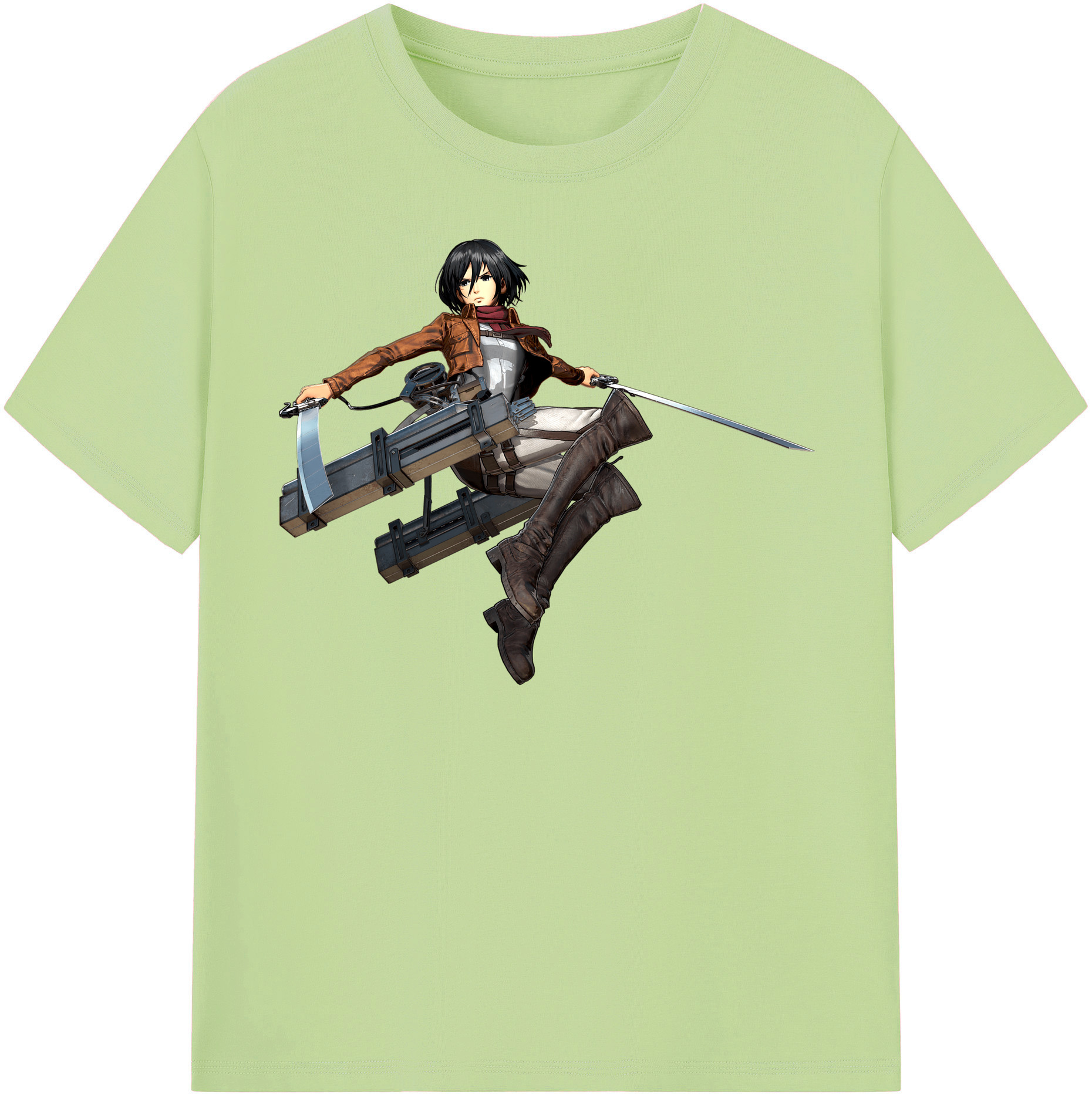 （画像用） 進撃の巨人 ミカサ·アッカーマン Attack on Titan Mikasa Ackerman 綿100％半袖Tシャツ（フロントプリント）